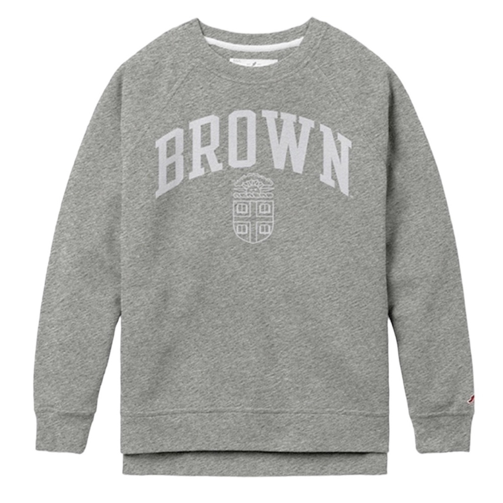League Brown University crewneck sweatshirt grey white print size large unisex